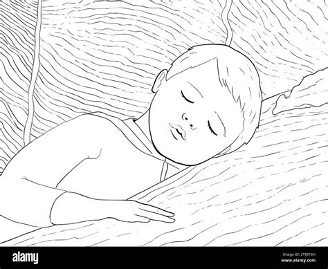 A Drawing Of A Child Sleeping Young Happy Boy Dreaming About Stock