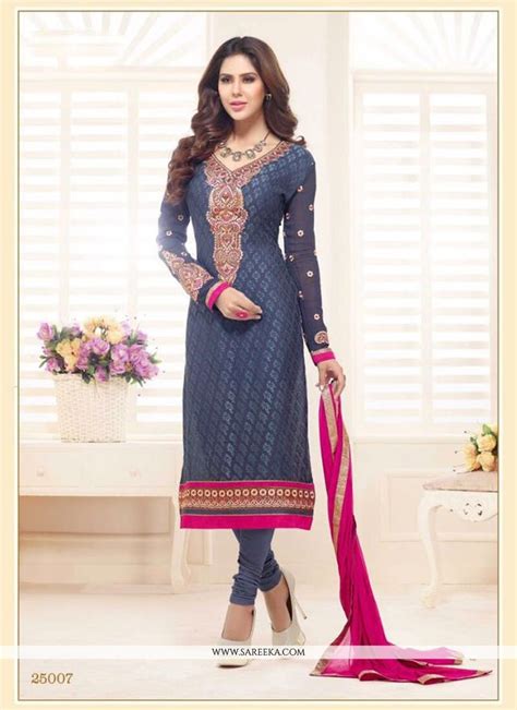 Versatile Brasso Patch Border Work Churidar Designer Suit Salwar Suits