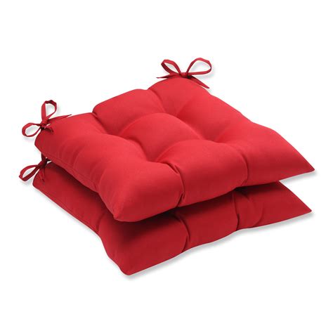Pillow Perfect Outdoor Red Tufted Seat Cushions Set Of 2 Polyester