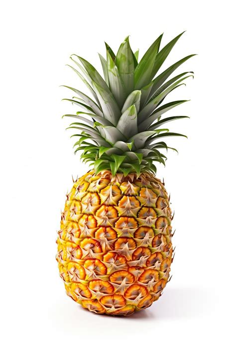Premium Ai Image Fresh Whole Pineapple With Leaves Isolated In White