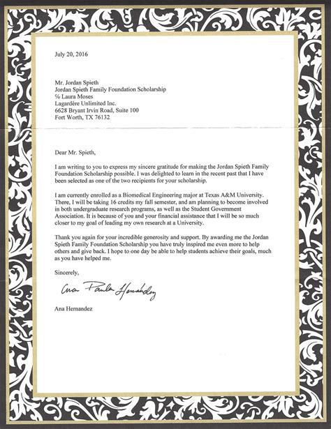 A Thank You Letter From A Jsff Scholarship Recipient