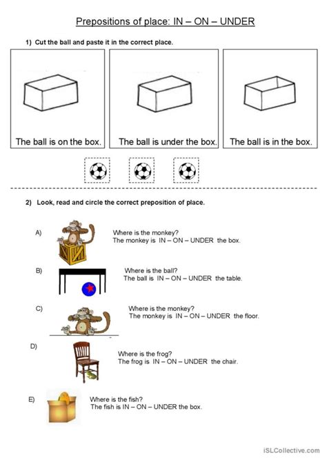 Prepositions Of Place IN ON UNDER Pi English ESL Worksheets Pdf Doc