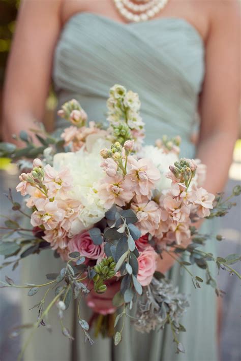 Pink And Green Bouquet With Stock And Roses