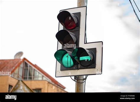 Traffic Lights With Right Arrow Traffic Light With Green Stock Photo