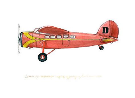Red Letter Vintage Airplane Watercolor Print 8x10 Etsy Vintage
