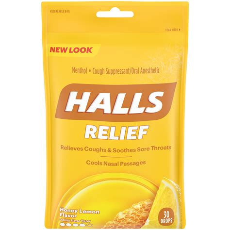 Halls Cough Drops Honey Lemon 30 Ct