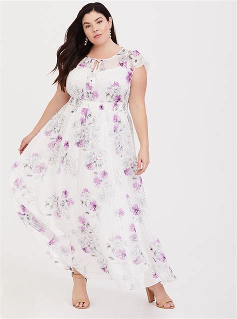 White Floral Chiffon Maxi Dress Plus Size Torrid