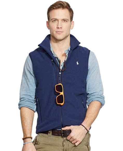 Polo Ralph Lauren Fleece Mockneck Vest In Blue For Men Lyst