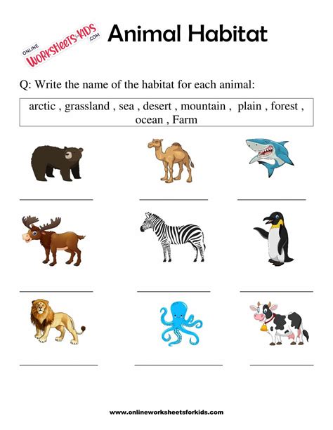 Animal Habitats Worksheets For Grade 1 7