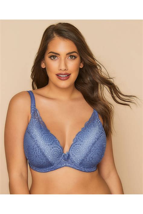 blue lace overlay underwired padded bra