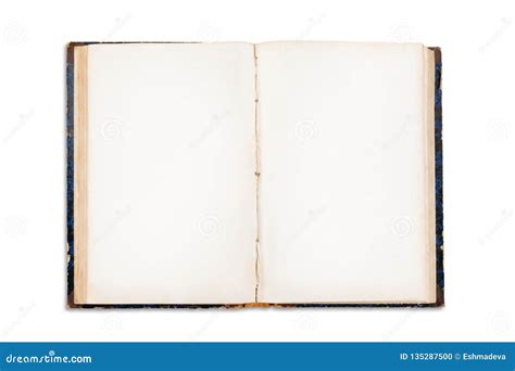 Old Open Book With Blank Pages Isolated With Clipping Path Stock Photo