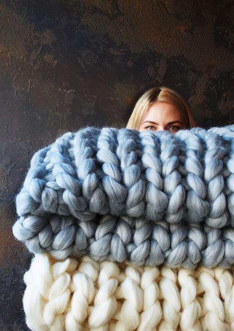 100 Large Knit Blanket Chunky Knit Blanket Big Knit Etsy