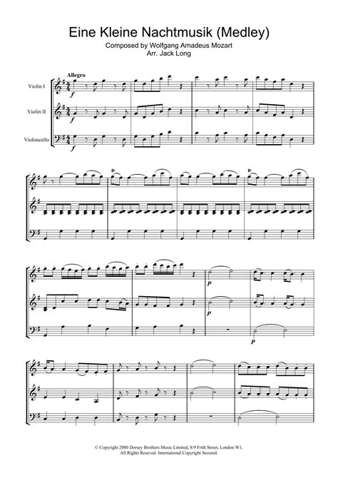 Eine Kleine Nachtmusik Partituras Wolfgang Amadeus Mozart Violín Solo