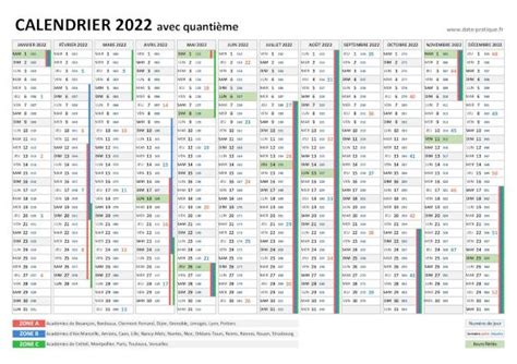 Numéro De Jour 2022 Calendrier 2022 Avec Quantième à Imprimer