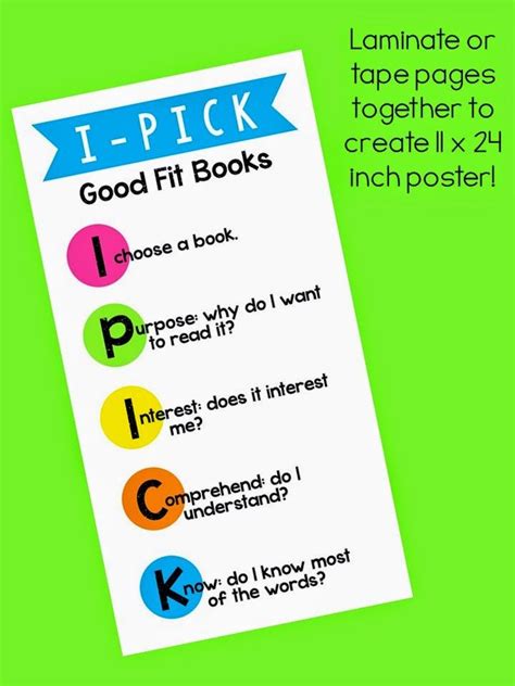 I Pick Good Fit Books Anchor Chart Freebie Good Fit Books Anchor