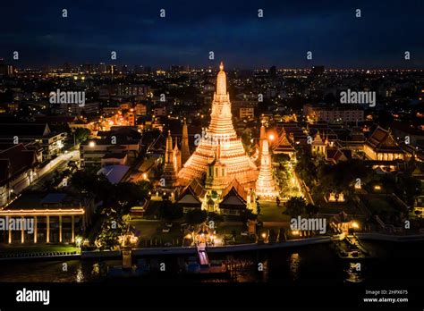Editors Note Image Taken With Droneaerial View Of Wat Arun The