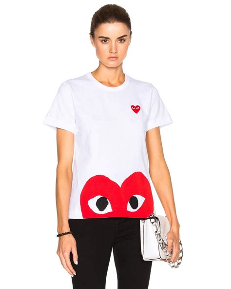 Comme Des Gar Ons Play Cotton Heart Print T Shirt In White Save