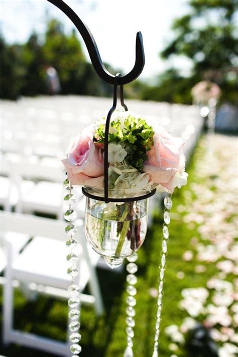 Pink And Green Aisle Decor With A Little Bling Aisle Flowers Wedding