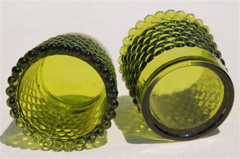 vintage green hobnail glass tea light candle cups votive holders for individual table settings