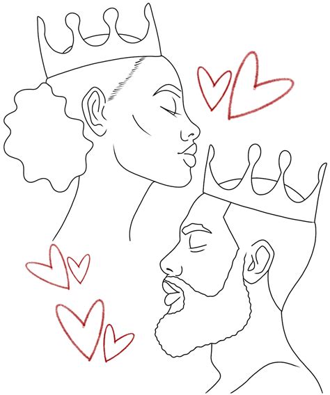 Couple W Crown Pre Drawn Outline Diy Paint And Sip Party Etsy