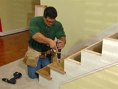 Installing laminate stair treads is part of the process of installing laminate flooring on stairs. How to Install New Stair Treads and Railings | how-tos | DIY
