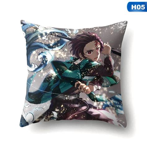 Shiyao Anime Demon Slayer Print Cotton Throw Pillow Cover Cushion Case