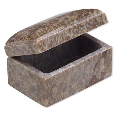 Box Soapstone Coated And Brass Plated Steel 2 X 3 X 2 Inch Hinged