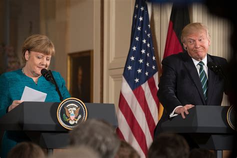 trump day after merkel s visit says germany pays nato and u s too little the new york times