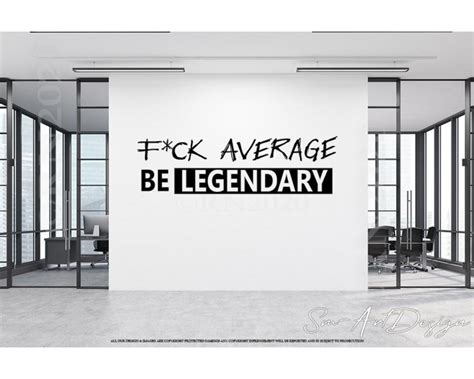 fuck average be legendary wall decal gym workout quote gym locker room sign