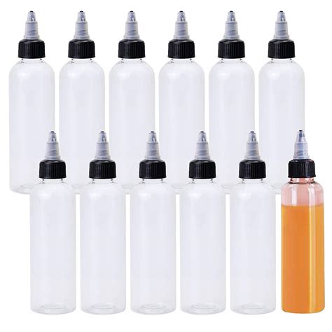 12 Pack 5oz Plastic Squeeze Dispensing Bottles With Black Twist Cap