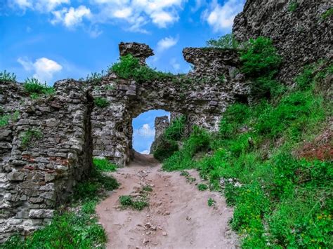 The Ruins Of The Walls Of The Khust Castle Transcarpathia Ukraine On