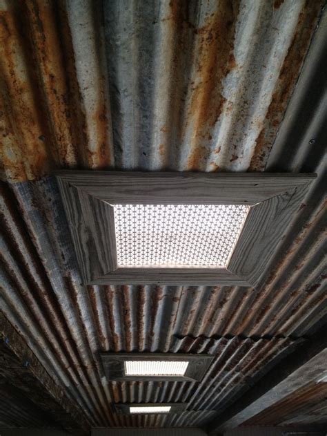 Rustic Tin Ceiling And Skylights Tin Man Galvanized Tin Tin Walls
