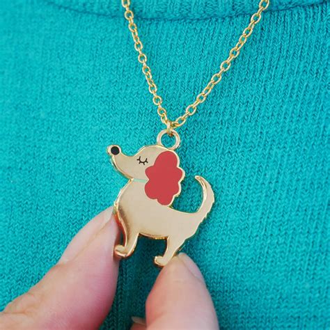 Cute Dog Charm Necklace Gold Plated By Hoobynoo