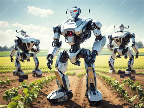 Premium Ai Image Farming The Future Smart Robotic Farmers