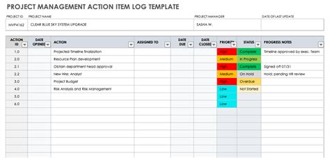 Action Tracker Excel Template