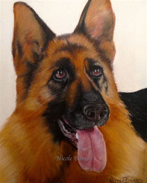 German Shepherd Dog Original Portrait Painting By Nicolebarrosart