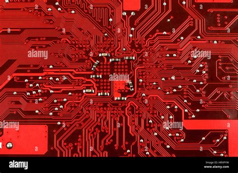 Electronic Circuit Plate Background Red Stock Photo Alamy