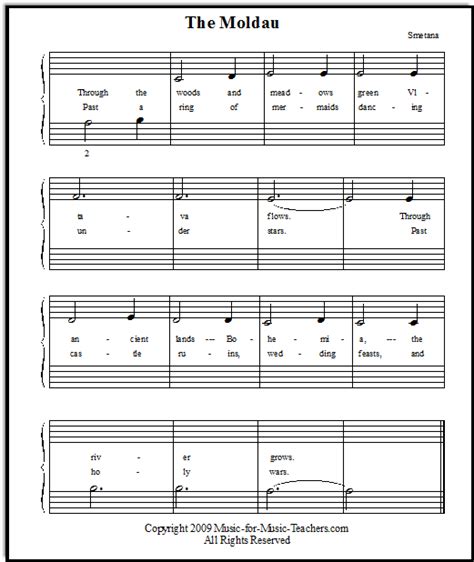 Are you looking for easy piano songs for beginners? The Moldau Solo & Duet Easy Beginner Piano Sheet Music