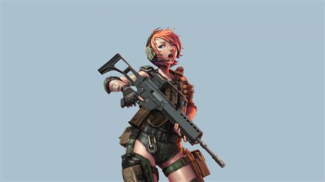Wallpaper Anime Girls Redhead Gun Weapon Short Hair Heckler Koch G36 Freckles Girls