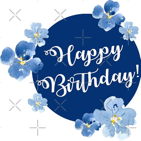 Little Blue Flowers ~ Happy Birthday Stickers By Apricotblossom
