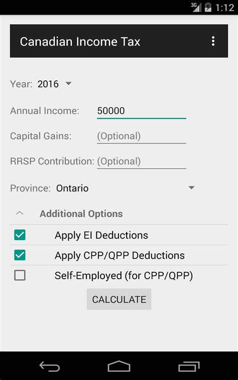 Canadian Income Tax Calculatoramazoncaappstore For Android