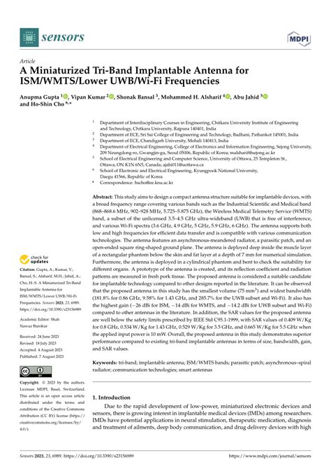 PDF A Miniaturized Tri Band Implantable Antenna For ISM WMTS Lower