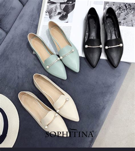 Sophitina Popular Pearl Womens Pumps High Quality Genuine Leather