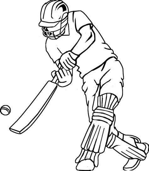 Dibujo Para Colorear Cricket Bateador De Cricket 2