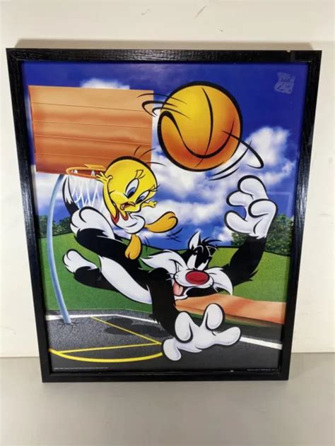 Vintage 1997 Looney Tunes Warner Bros Tweety Bird Basketball Picture