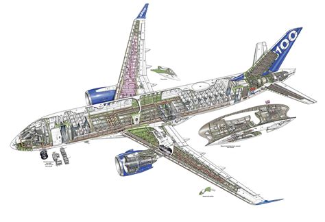 Bombardier Cs100 Airbus A220 Cutaway Drawing In High Quality