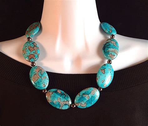 ON SALE Huge 40mm Faux Turquoise Necklace Chunky By ChicMillies