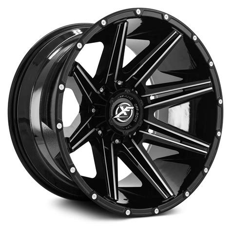 Xf Off Road Xf 220 Wheels Gloss Black With Milled Accent And Dots Rims