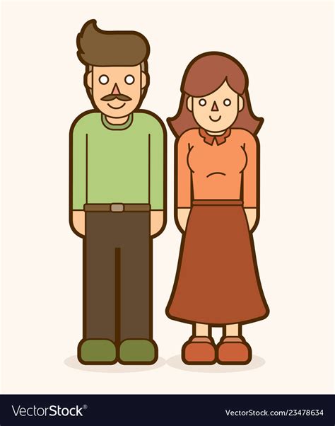 Father And Mother Standing Together Graphic Vector Image