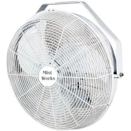 Mist Works 18 Inch Outdoor Wall Mount Fan With Misting Ring White